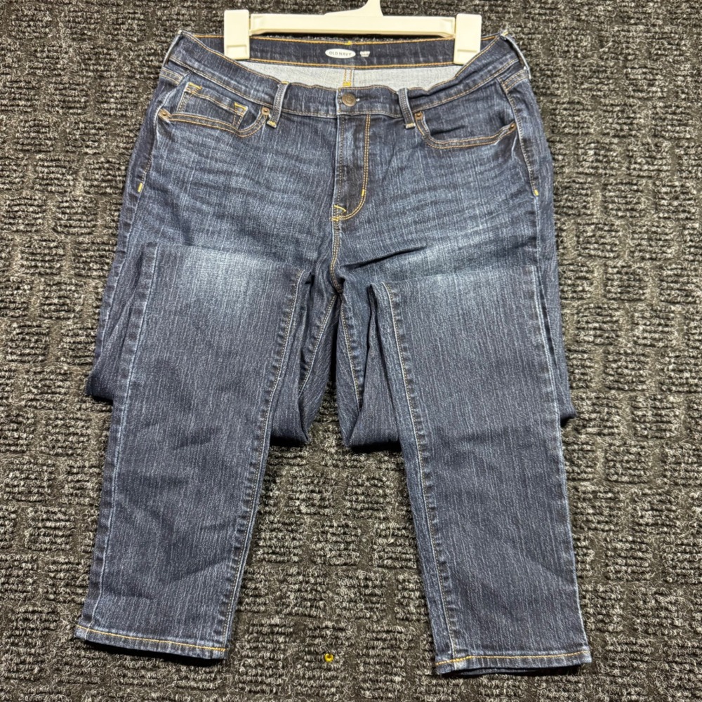 Old Navy Curvy Skinny Jeans Womens 10 Long Dark Wash Denim Mid Rise Stretch F88